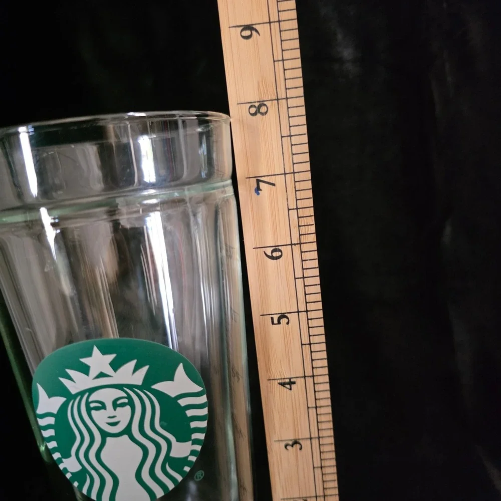 Starbucks 20oz Double Wall Glass Cold Cup Tumbler Clear Green Siren Logo RARE